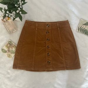 American Eagle Mustard Corduroy Mini-Skirt